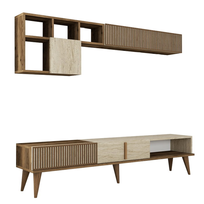 Hanah Home Mueble de TV Milan - Nogal y Travertino